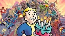Fallout 76's Vault Boy attending a birthday celebration.