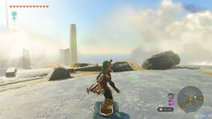 Link shield surfing on the back of a Sea Breeze Shield in Zelda: Tears of the Kingdom