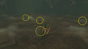 Link placing rocks to solve the Twins Manuscript stone puzzle in Zelda: Tears of the Kingdom